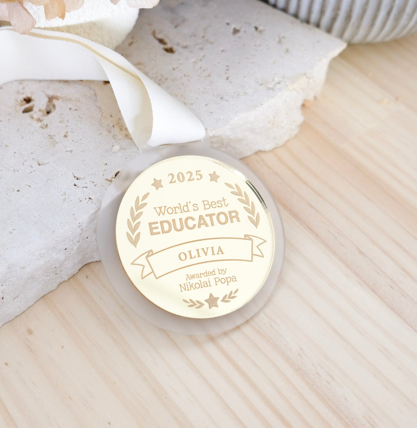 Personalised Acrylic Medal with Ribbon