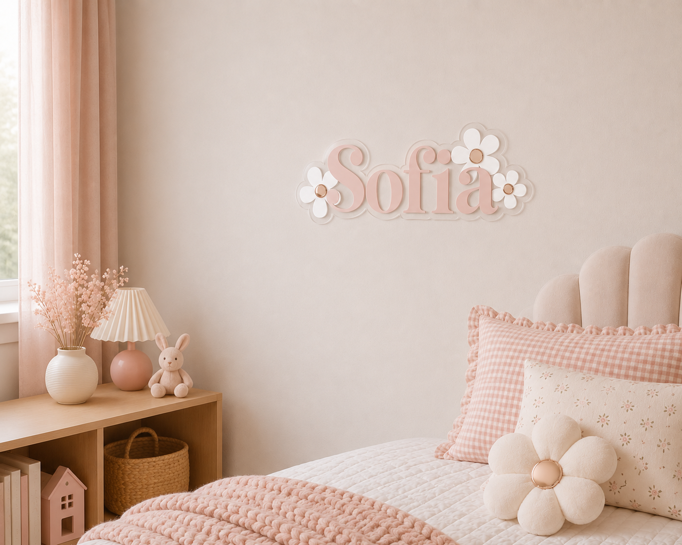Girls Floral Bedroom Personalised Acrylic Sign