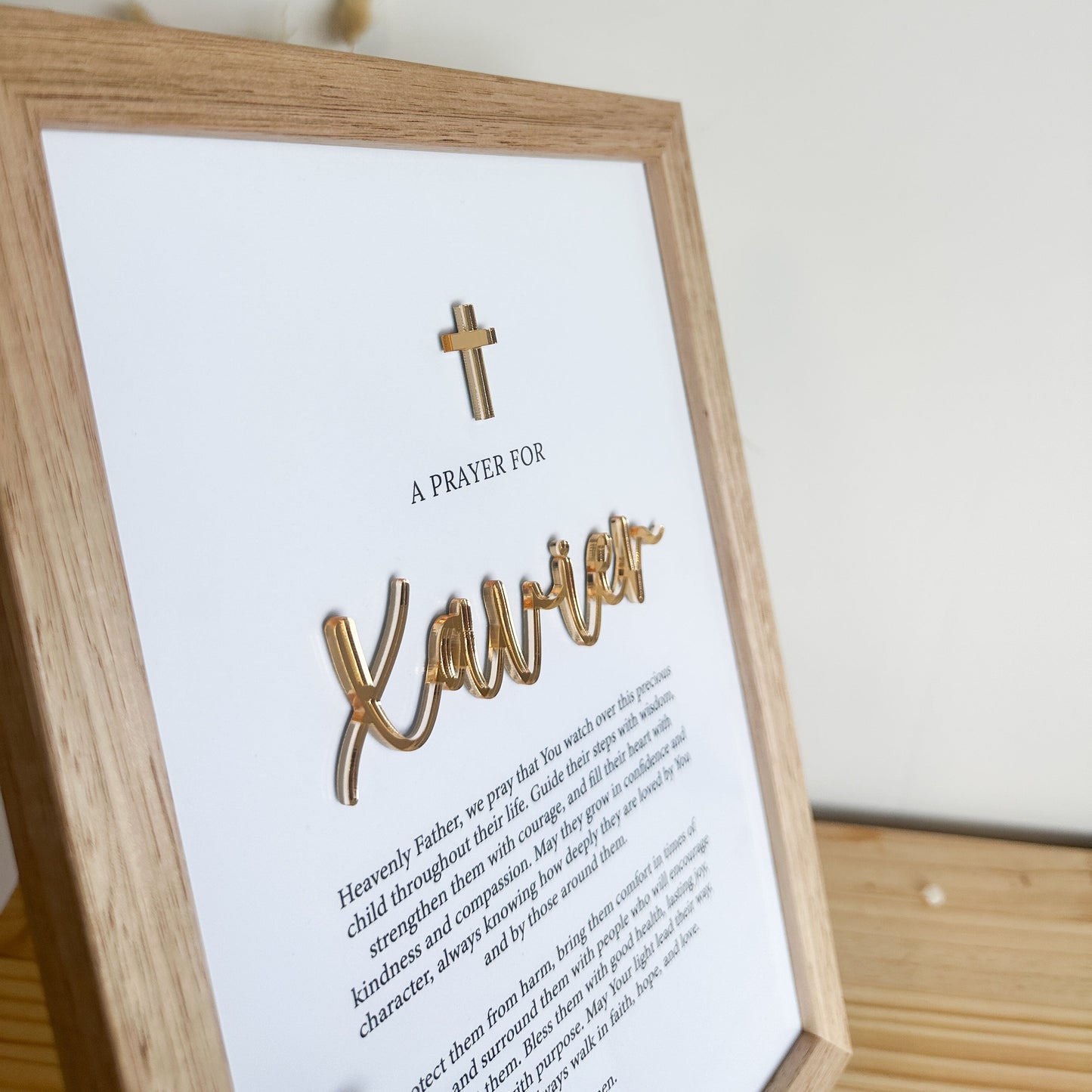 Prayer Name Cross Framed Piece with 3D Acrylic Detail