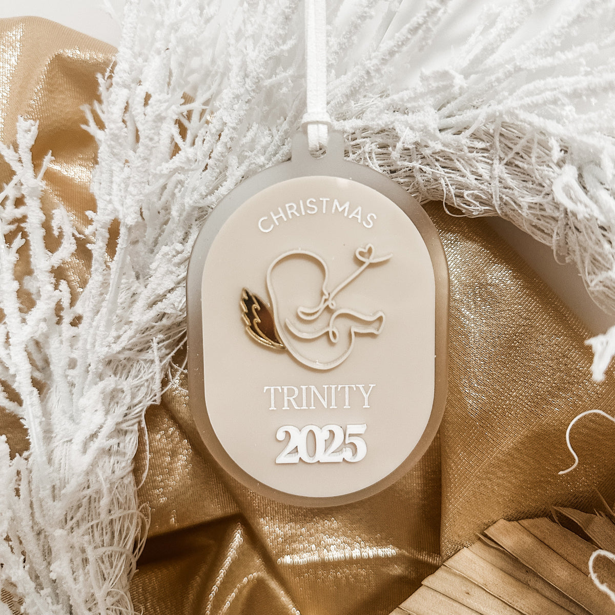 Angel Baby Christmas Ornament with golden wings