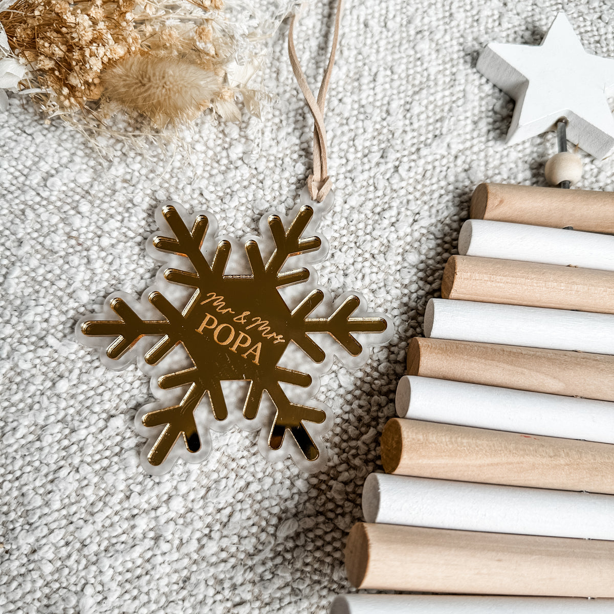 Mr & Mrs Christmas Snowflake Personalised Ornament