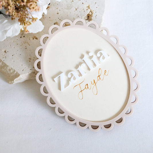 Vintage Ribbon Personalised Baby Announcement (Border)