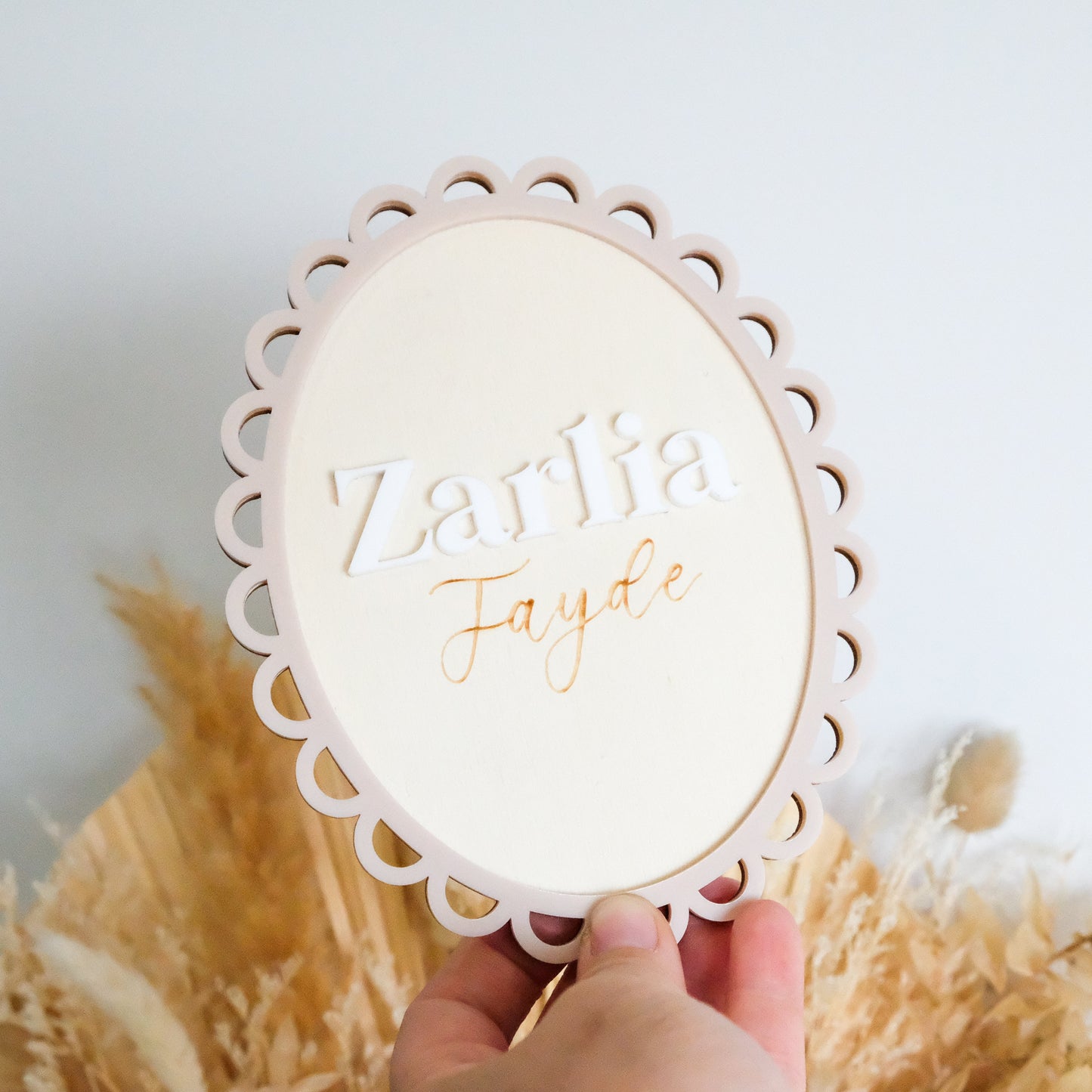 Vintage Ribbon Personalised Baby Announcement (Border)