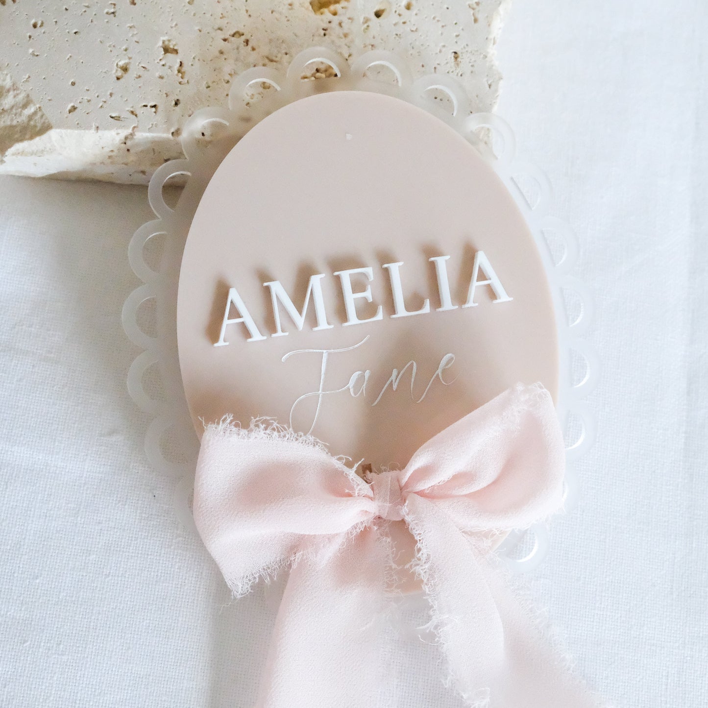 Vintage Ribbon Personalised Baby Announcement