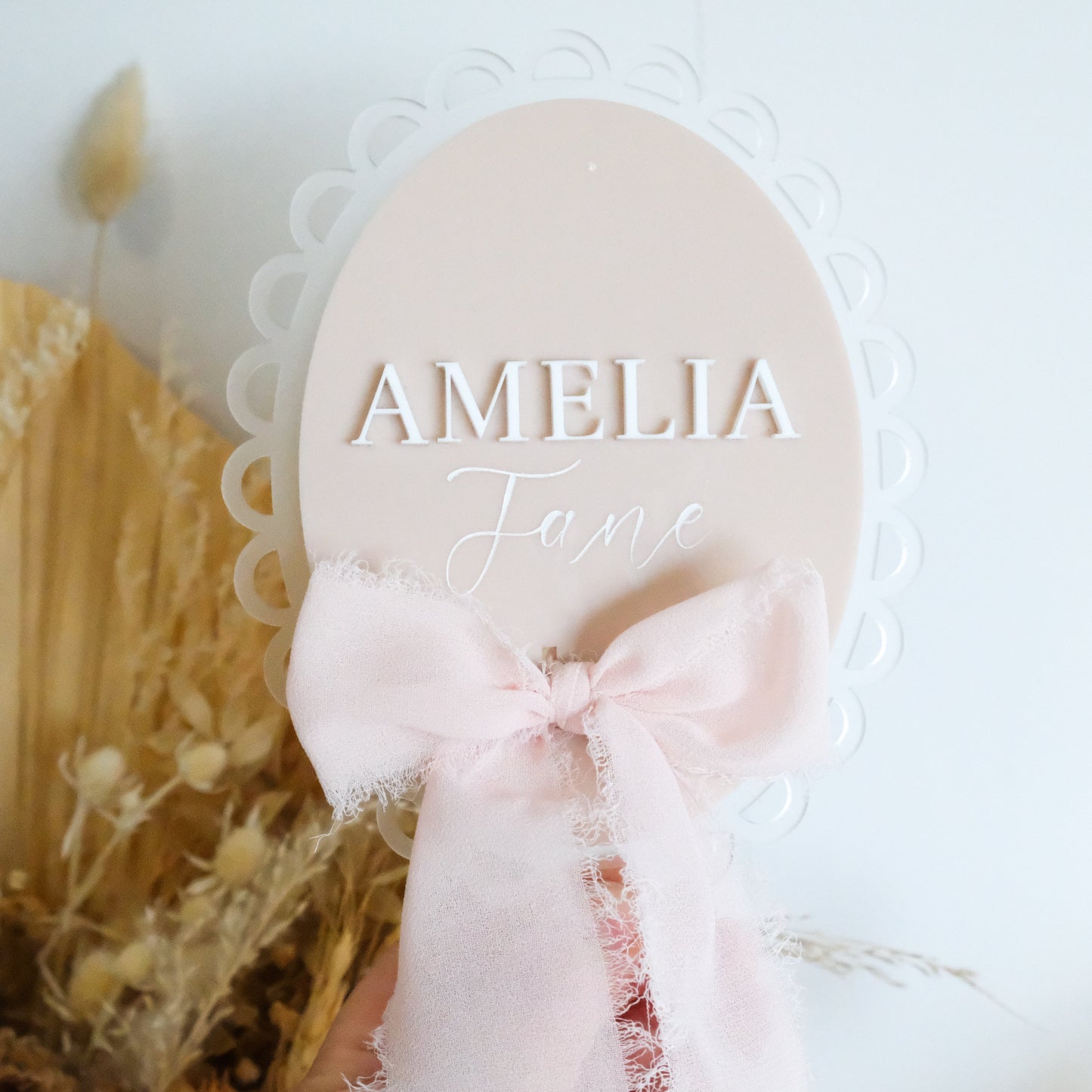 Vintage Ribbon Personalised Baby Announcement