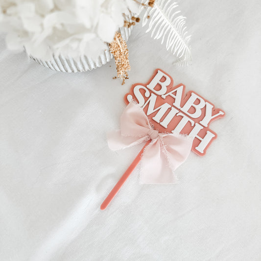 Baby Shower Ribbon Bow Cake Topper | Smith