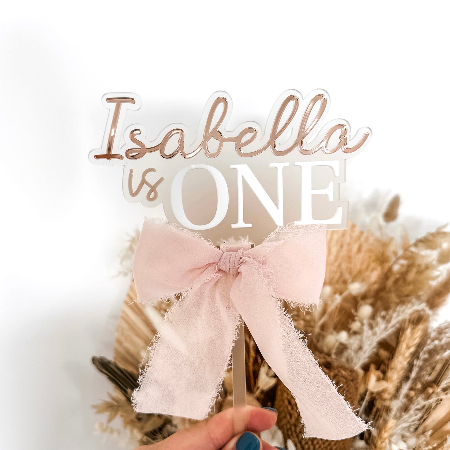First Birthday 'ONE' Cake Topper - Bow