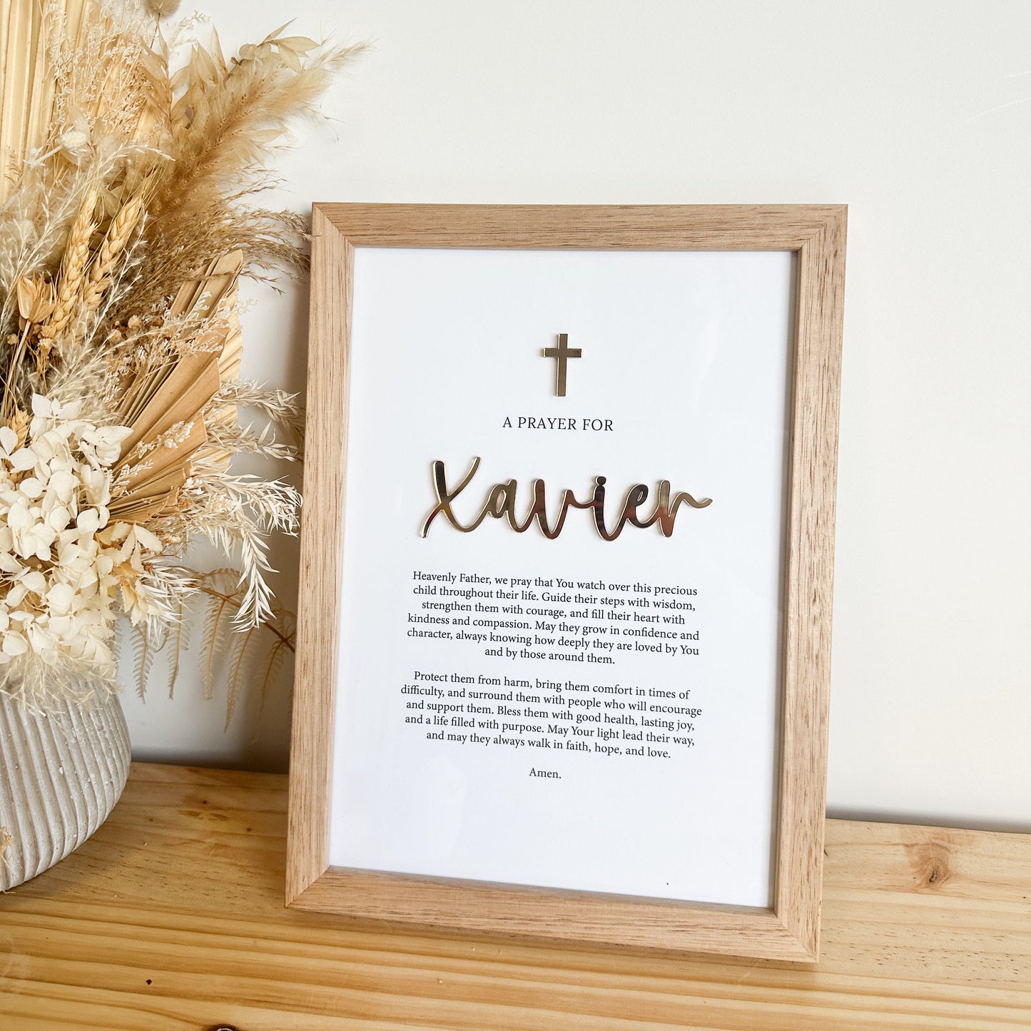 Prayer Name Cross Framed Piece with 3D Acrylic Detail