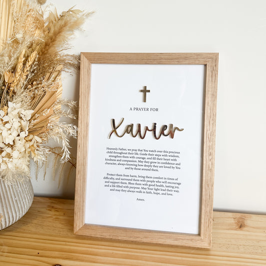Prayer Name Cross Framed Piece with 3D Acrylic Detail
