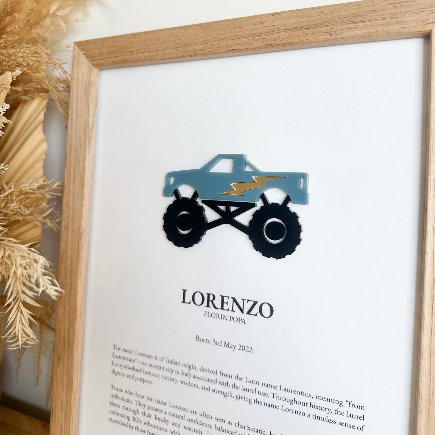 Monster Truck Framed Piece with 3D Acrylic Detail