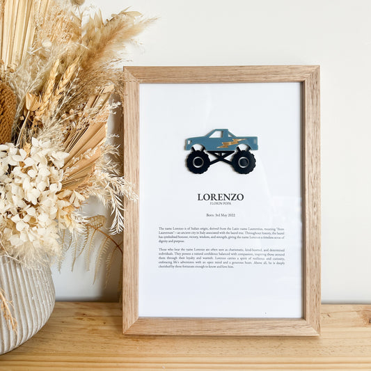 Monster Truck Framed Piece with 3D Acrylic Detail