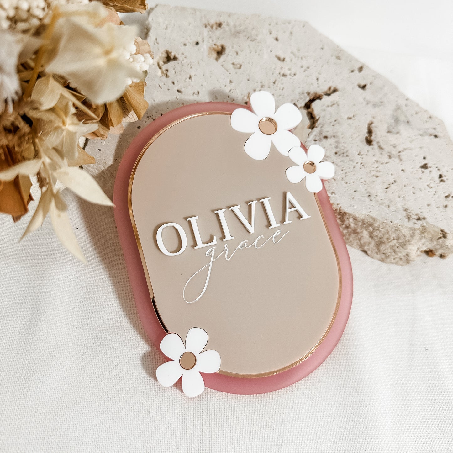 Baby Arrival Announcement Oval Floral Plaque