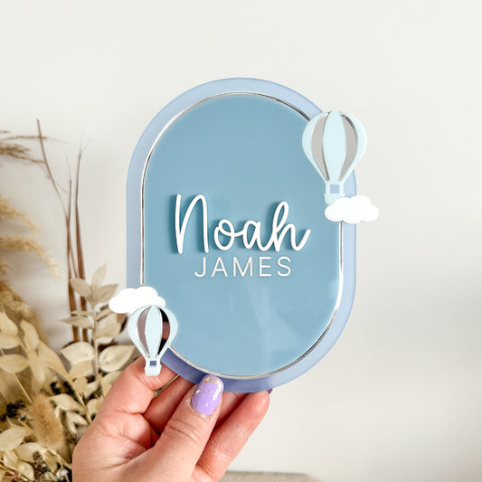 Baby Balloon Announcement Oval Plaque
