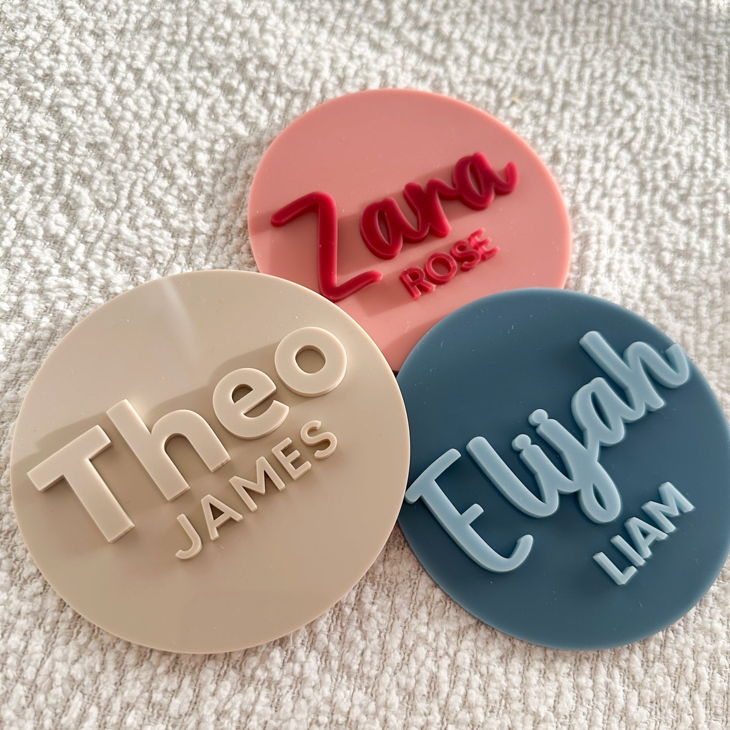 Personalised Round Baby Name Plaque