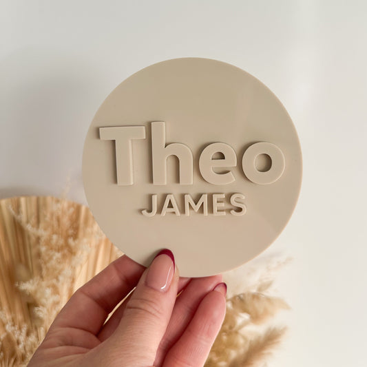 Personalised Round Baby Name Plaque