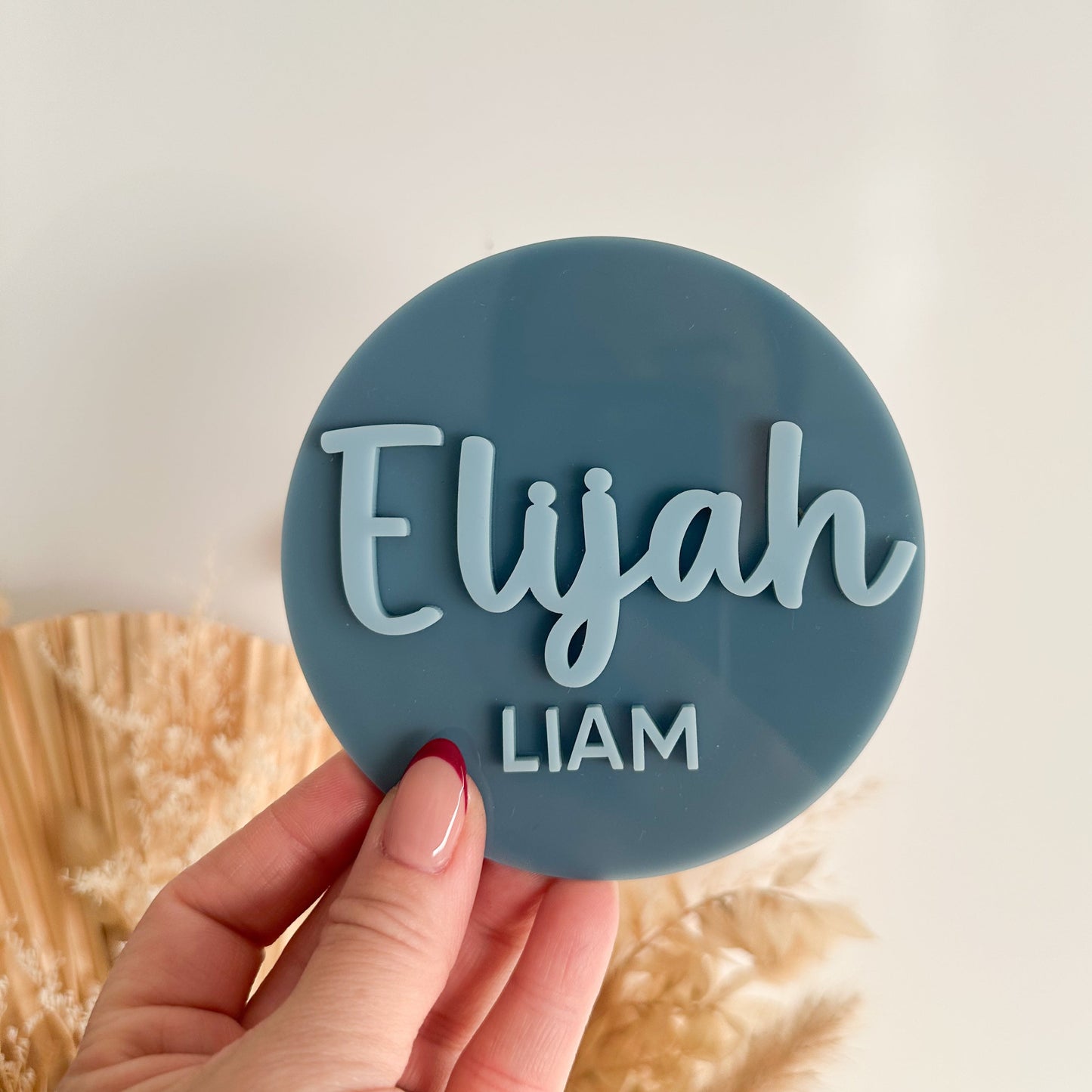 Personalised Round Baby Name Plaque