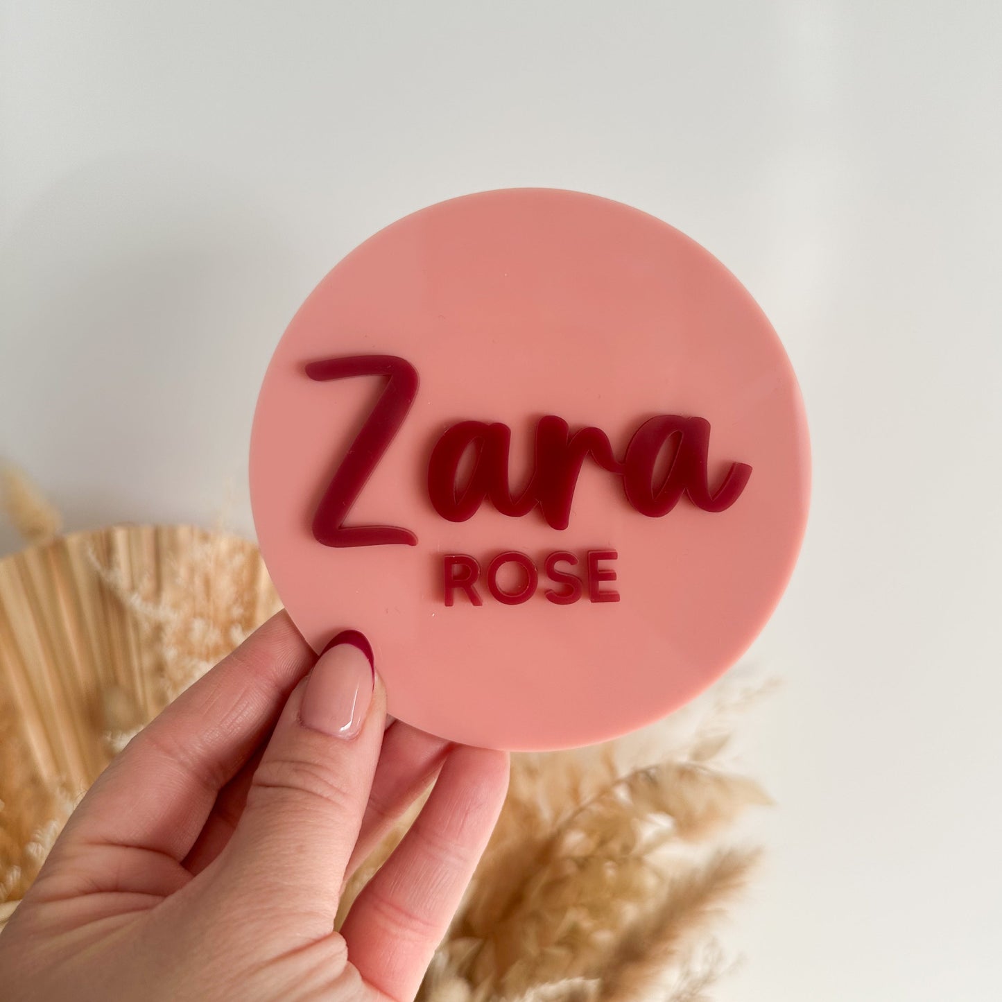 Personalised Round Baby Name Plaque