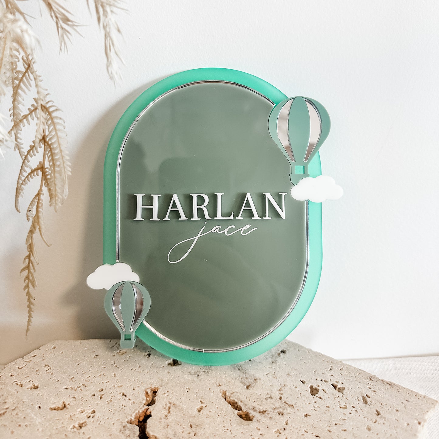 Baby Balloon Announcement Oval Plaque