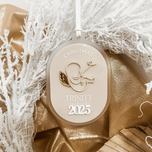 Angel Baby Christmas Ornament with golden wings
