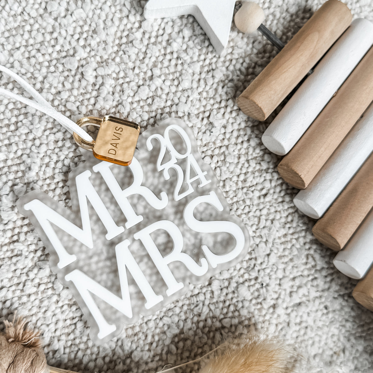 Mr & Mrs Christmas Lock Personalised Ornament