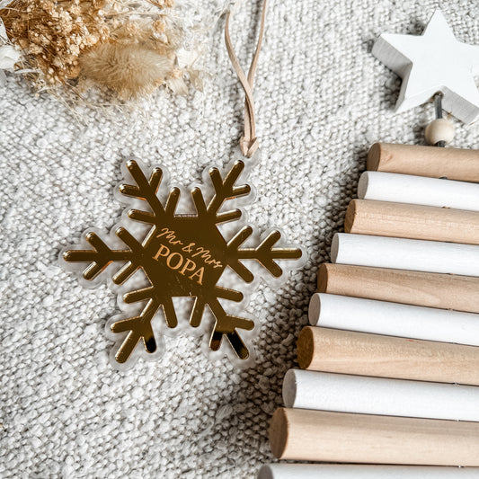 Mr & Mrs Christmas Snowflake Personalised Ornament