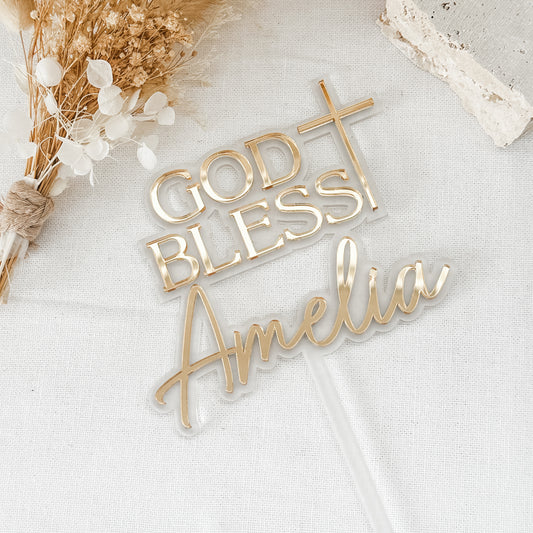 God Bless Baptism Cake Topper | Amelia